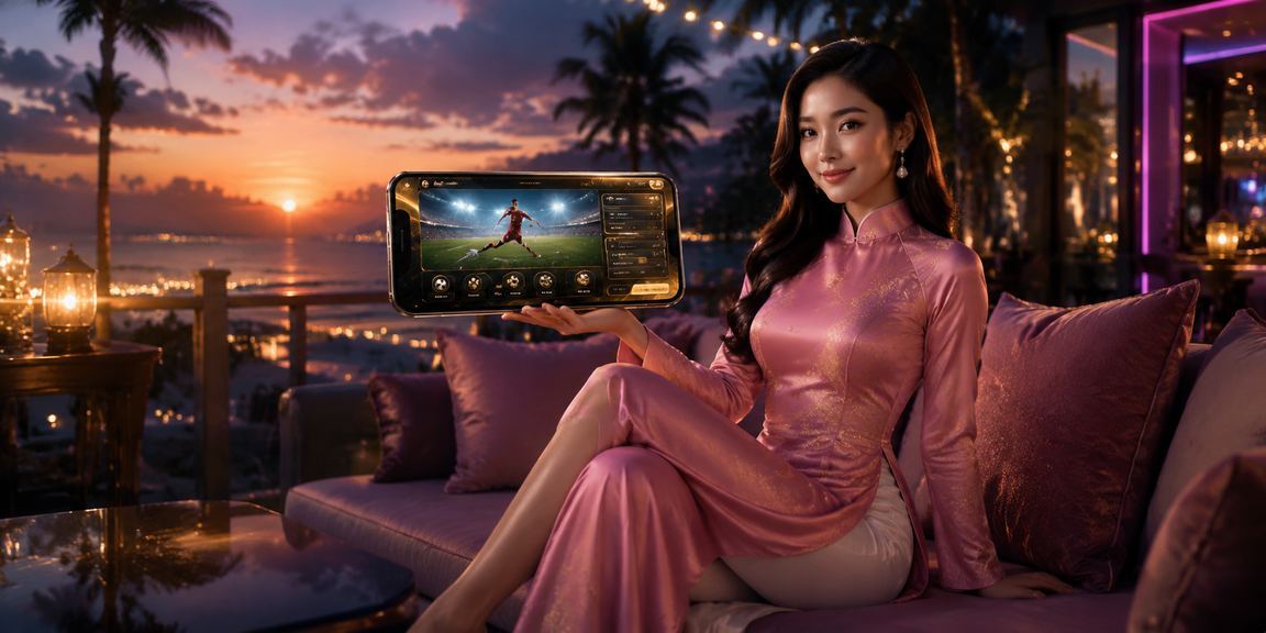 Người dùng tại Phú Quốc thưởng thức trò chơi trực tuyến trên điện thoại bên bãi biển